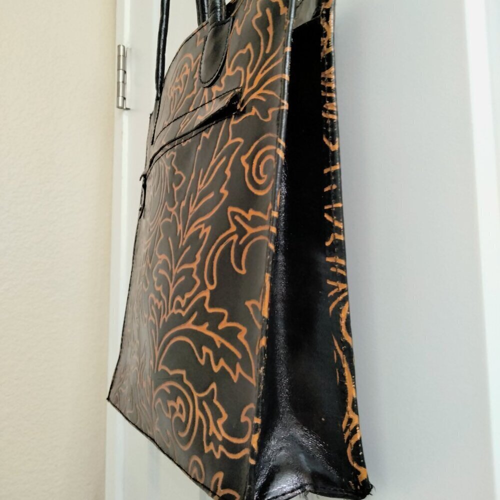 Made in India Black & Tan Leather Shoulder / Tote Bag - Picture 6 of 14